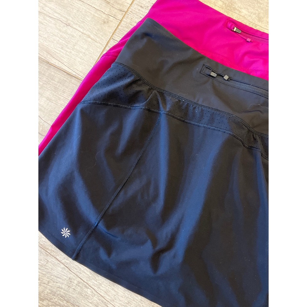 Athleta Run With It Skort Bundle Womens Black Magenta Tennis Skirt‎ Set Size M
